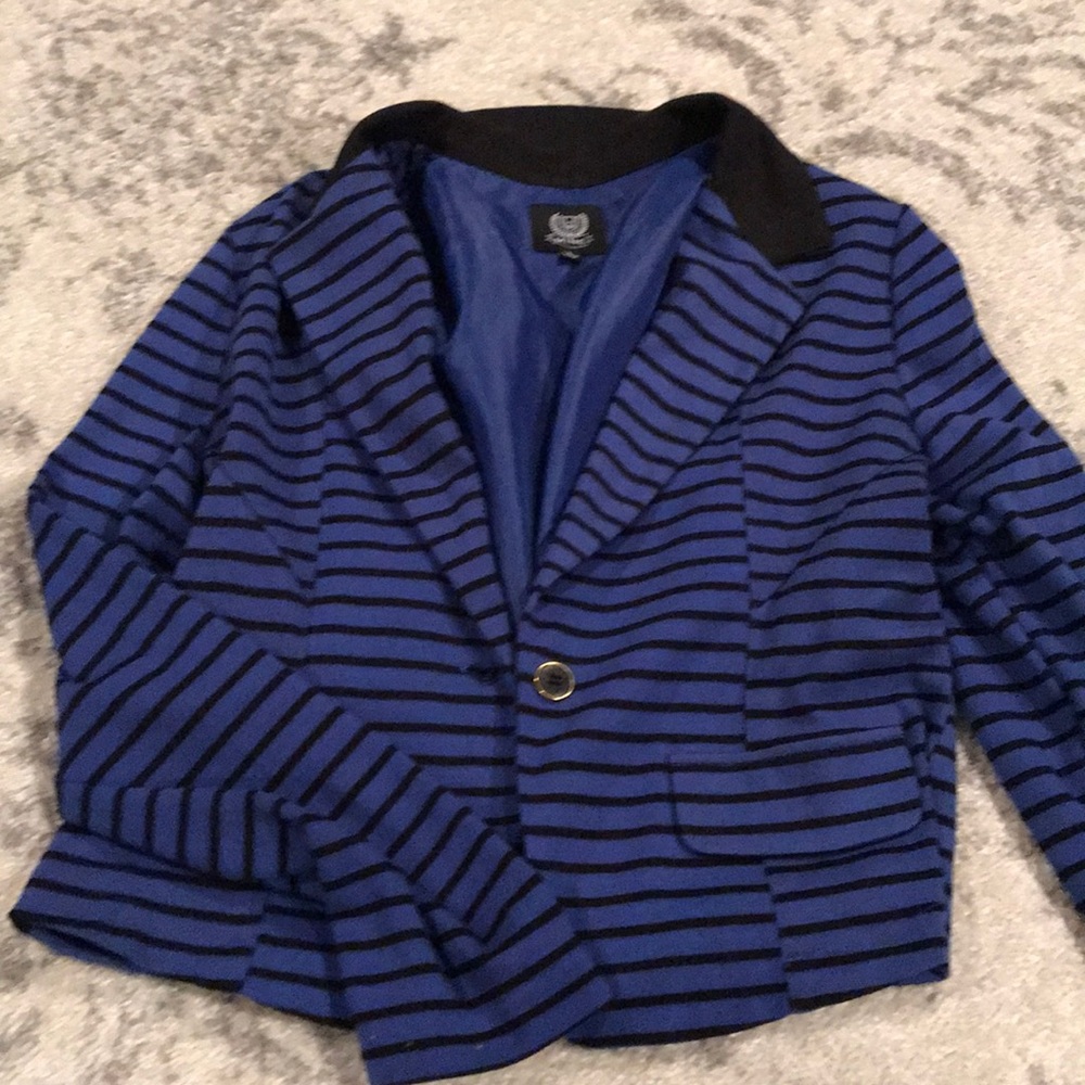 Cobalt blue & black stripped blazer